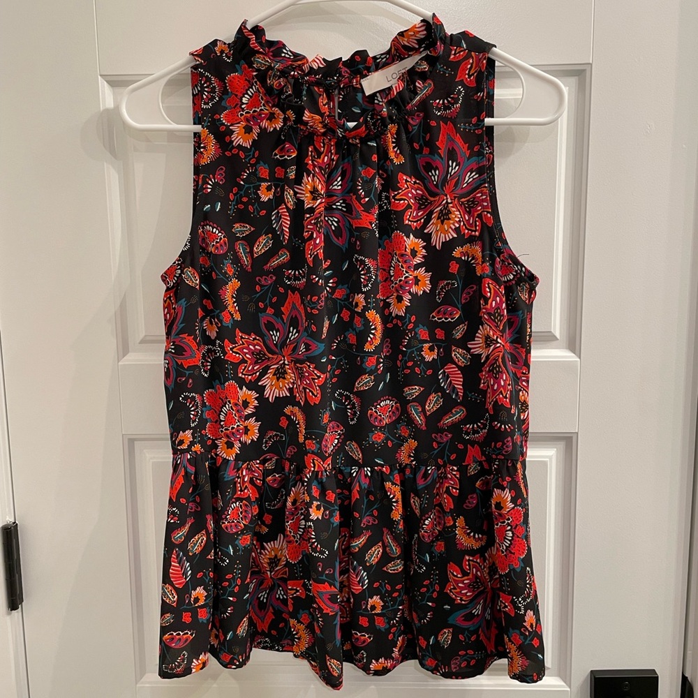Loft sleeveless peplum top, size S